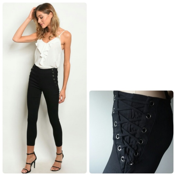 ALMOST GONE! BLACK LACE UP SKINNY PANTS⛄ - Picture 8 of 8